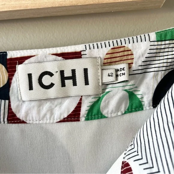 ICHI Geometric Print Maxi Skirt Multicolor Button Front Skirt - Picture 3 of 9